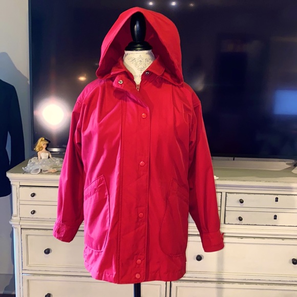London Towne red jacket coat removable hood & removable quilted insert Small - Picture 11 of 17